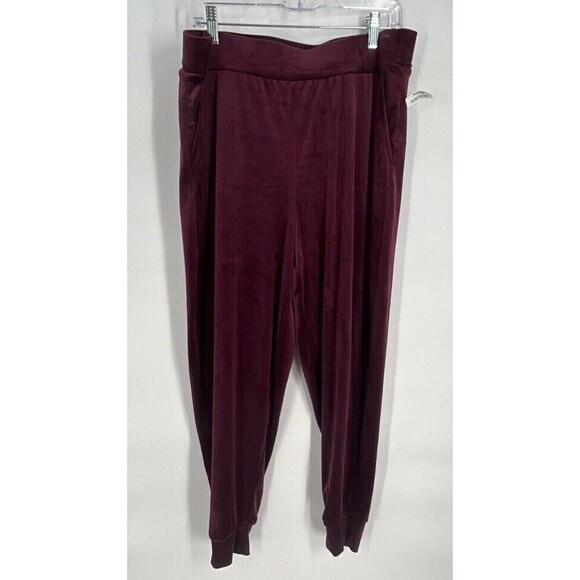 Cable & Gauge Sport Burgundy Velvet Jogger Pants Size XL - Picture 3 of 6